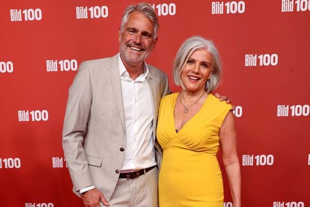 September 8, 2026, Frank Spothelfer and Birgit Schrowange on the red carpet at BILD100 2026, Axel Springer New Building, Berlin, Berlin