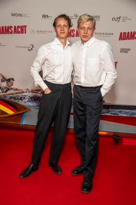 ABB ADAMSACHT: Felix Kammerer and Leonhard Kunz make a guest appearance on the red carpet at the Berlin premiere of the feature film *Adams Acht* at the Zoo Palast movie theater on September 8, 2026, in Berlin, Germany