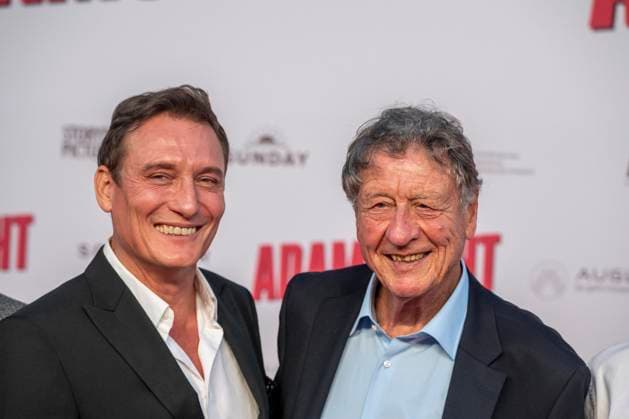 ABB ADAMSACHT: Oliver Masucci and Klaus Bittner on the red carpet at the Berlin premiere of the feature film *Adams Acht* at the Zoo Palast movie theater on September 8, 2026, in Berlin, Germany