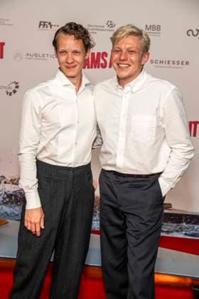 ABB ADAMSACHT: Felix Kammerer and Leonhard Kunz appear on the red carpet at the Berlin premiere of the feature film *Adams Acht* at the Zoo Palast movie theater on September 8, 2026, in Berlin, Germany