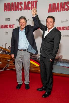 ABB ADAMSACHT: Oliver Masucci and Klaus Bittner appear on the red carpet at the Berlin premiere of the feature film *Adams Acht* at the Zoo Palast movie theater on September 8, 2026, in Berlin, Germany