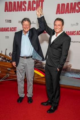 ABB ADAMSACHT: Oliver Masucci and Klaus Bittner appear on the red carpet at the Berlin premiere of the feature film *Adams Acht* at the Zoo Palast movie theater on September 8, 2026, in Berlin, Germany