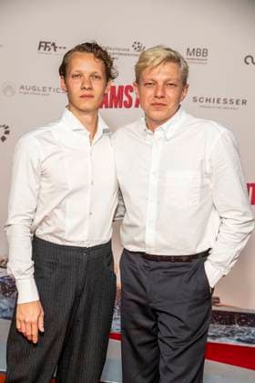 ABB ADAMSACHT: Felix Kammerer and Leonhard Kunz appear on the red carpet at the Berlin premiere of the feature film *Adams Acht* at the Zoo Palast theater on September 8, 2026, in Berlin, Germany