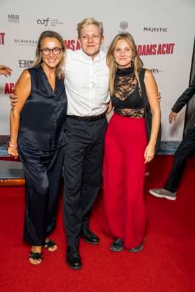ABB ADAMSACHT: Illona Christina Schulz, Leonhard Kunz, and Jelena Kunz appeared on the red carpet at the Berlin premiere of the feature film *Adams Acht* at the Zoo Palast movie theater on September 8, 2026, in Berlin, Germany