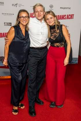ABB ADAMSACHT: Illona Christina Schulz, Leonhard Kunz, and Jelena Kunz appeared on the red carpet at the Berlin premiere of the feature film *Adams Acht* at the Zoo Palast movie theater on September 8, 2026, in Berlin, Germany