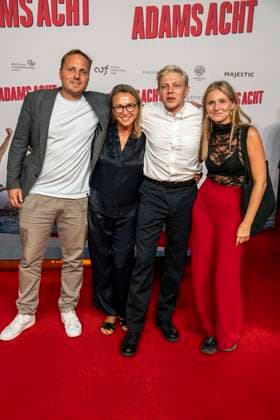ABB ADAMSACHT: Julian Kunz, Illona Christina Schulz, Leonhard Kunz, and Jelena Kunz appeared on the red carpet at the Berlin premiere of the feature film *Adams Acht* at the Zoo Palast movie theater on September 8, 2026, in Berlin, Germany.