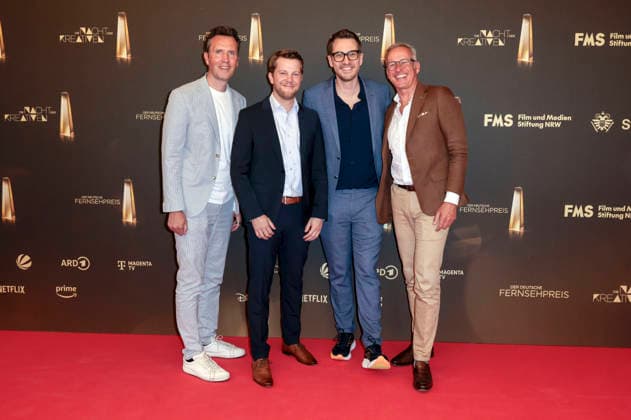 Jan Peter Lacher, Arne Neumann, Florian Kumb, and a guest at the 2026 German Television Awards ceremony, The Night of the Creatives, at Flora Cologne, September 8, 2026 Foto:xR.xSchmiegeltx xFuturexImagex kreative_6872