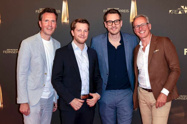 Jan Peter Lacher, Arne Neumann, Florian Kumb, and a guest at the 2026 German Television Awards ceremony, The Night of the Creatives, at Flora Cologne, September 8, 2026 Foto:xR.xSchmiegeltx xFuturexImagex kreative_6873