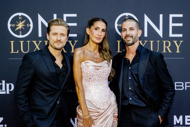 September 8, 2026, Bonn Jörn Schlönvoigt with Domenica and Roberto Graci Maldonado at the Private Summer Gathering by One Luxury at Villa Stella Rheni in Bonn, North Rhine-Westphalia, Germany