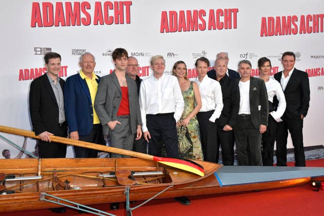 Benjamin Herrmann, Axel Milberg, Nick Romeo Reimann, Hannu Salonen, Leonard Kunz, Svenja Jung, Felix Kammerer, Heino Ferch, Ivo Alexander Beck, Katrin Röver, and Oliver Masucci at the premiere of the movie *Adams Acht* at the Zoo Palast in Berlin, September 8, 2026 Foto:xM.xBehrensx xFuturexImagex acht_6985