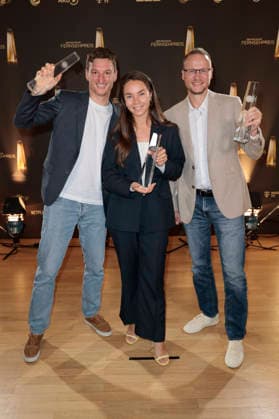 Eike Köhler, Kim Kristin Mauch, and Björn Kurtenbach at the 2026 German Television Awards ceremony, The Night of the Creatives, at Flora Cologne, September 8, 2026 Foto:xR.xSchmiegeltx xFuturexImagex kreative_6920
