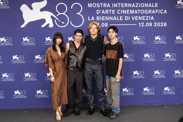 83rd Venice International Film Festival in Venice, Italy - 09 Sep 2026. (L-R) Yuma Taira, Naoto Shimajiri, West Mulholland, and Daido attends the photocall of the film The Color of the Sun during the 83rd Venice International Film Festival in Venice, Italy. Venice Italy Copyright: xMarcoxBaradax xSOPAxImagesx 20260909_PHOTOCALL THE COLOR OF THE SUN-30