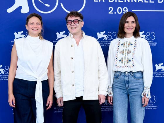 IPA88312584 - Venice, 83rd Venice International Film Festival 2026 - Day 8. Photocall for the film Dau. Pictured: Radmila Shchogolieva, Director Il ja ChrÅ¾anovskij, and Maria Nafpliotou  Copyright: xAlbertoxTerenghix xPoolxPhotoxEventsx08x IPA88312584