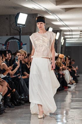 Runway model, September 9, 2026 - TRANO TOKYO S S27 RUNWAY SHOW Featuring ROMANIAN DESIGNERS & PIONEER DENIM at the Yoyogi National Stadium in Tokyo, Japan.  aflo_346390127