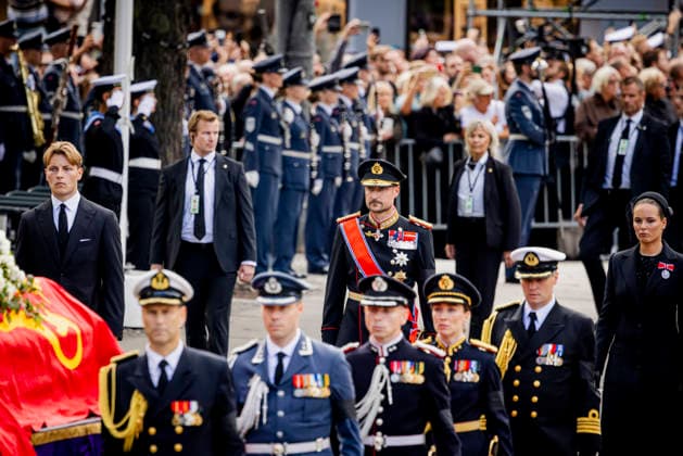 09-09-2026 Funeral of King Harald of Norway during a royal procession from the Royal Palace Chapel to the Cathedral in Oslo. King Haakon and Princess Ingrid Alexandra and Prince Sverre Magnus and Princess Martha Louise Â  Copyright: xPPEx