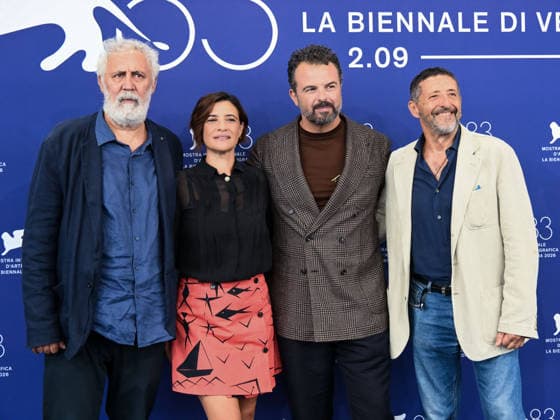 IPA88314722 - Venice, 83rd Venice International Film Festival 2026 - Day 8 - Photocall for *Il Fuoco che ti porti dentro* - Pictured: Francesco Piccolo, Ilaria Macchia, Edoardo De Angelis, Antonio Franchini  Copyright: xAlbertoxTerenghix xPoolxPhotoxEventsx08x IPA88314722