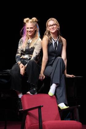 Julia Lindholm and Linda Hesse at the photo shoot for the comedy *Männerbeschaffungsmaßnahmen* at the Winterhuder Fährhaus theater in Hamburg; four women rediscover their hopes and feelings during a seminar they attend together—a musical play featuring many hits and evergreens, The premiere is on September 11, 2026, in Hamburg, September 9, 2026