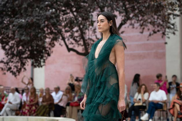 September 9, 2026, Madrid, Spain: A model parades with Maria Lafuente design during the OMODA Fashion Week Madrid at Jardines Sabatini Madrid. Madrid Spain  - ZUMAs197 20260909_aaa_s197_122 Copyright: xAtilanoxGarciax