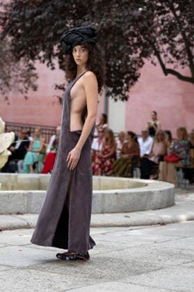 September 9, 2026, Madrid, Spain: A model parades with Maria Lafuente design during the OMODA Fashion Week Madrid at Jardines Sabatini Madrid. Madrid Spain  - ZUMAs197 20260909_aaa_s197_123 Copyright: xAtilanoxGarciax
