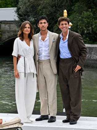 IPA88318275 - Venice, 83rd Venice International Film Festival 2026 - Day 8. Arrivals at the Hotel Excelsior pier. Pictured: Martina Ferragamo, Simone Coppo, Francesco Centorame  Copyright: xManuelexMangiarottix xPoolxPhotoxEventsx08x IPA88318275