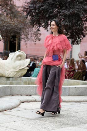 September 9, 2026, Madrid, Spain: A model parades with Maria Lafuente design during the OMODA Fashion Week Madrid at Jardines Sabatini Madrid. Madrid Spain  - ZUMAs197 20260909_aaa_s197_142 Copyright: xAtilanoxGarciax