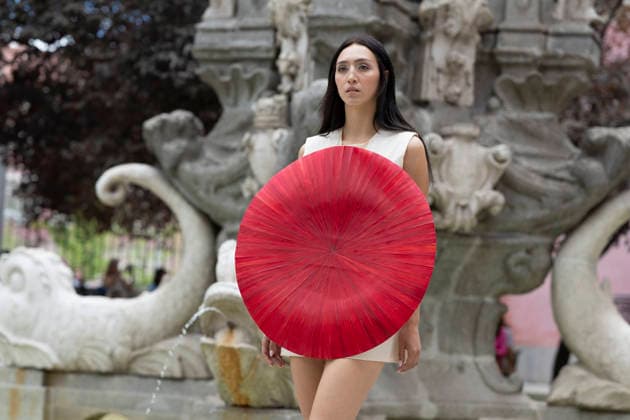 September 9, 2026, Madrid, Spain: A model parades with Maria Lafuente design during the OMODA Fashion Week Madrid at Jardines Sabatini Madrid. Madrid Spain  - ZUMAs197 20260909_aaa_s197_153 Copyright: xAtilanoxGarciax