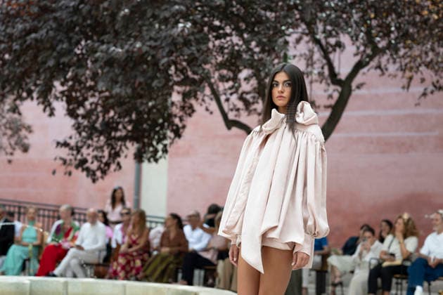September 9, 2026, Madrid, Spain: A model parades with Maria Lafuente design during the OMODA Fashion Week Madrid at Jardines Sabatini Madrid. Madrid Spain  - ZUMAs197 20260909_aaa_s197_154 Copyright: xAtilanoxGarciax