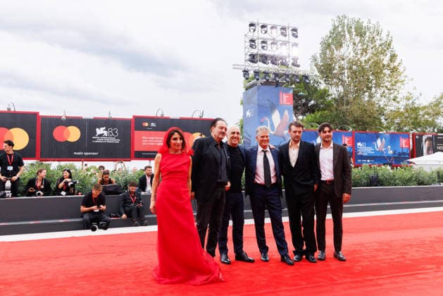 News - Dau Red Carpet - The 83rd Venice International Film Festival (R-L) Antonio Vallebella, Christian De Aguiar, Clayton Norcross, Luciano Luminelli, Sebastiano Somma and Paola Lavini of the movie L ultimo Saluto attend the Dau Screening during the 83rd Venice International Film Festival at Sala Grande on September 09, 2026 in Venice, Italy. Photo: Cinzia Camela. Lido di Venezia Palazzo del Cinema Italy Copyright: xCinziaxCamelax xLiveMediax LPN_2660380