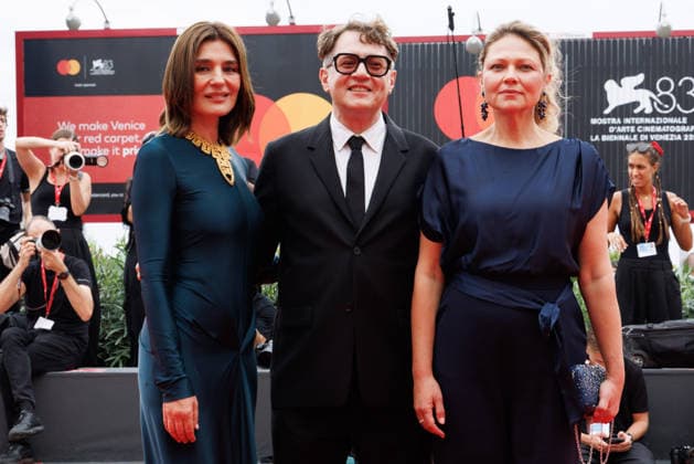 News - Dau Red Carpet - The 83rd Venice International Film Festival Radmila Shchogolieva, Ilya Khrzhanovsky and Maria Nafpliotou attend the Dau Screening during the 83rd Venice International Film Festival at Sala Grande on September 09, 2026 in Venice, Italy. Photo: Cinzia Camela. Lido di Venezia Palazzo del Cinema Italy Copyright: xCinziaxCamelax xLiveMediax LPN_2660495