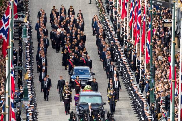 09-09-2026 Funeral of King Harald of Norway during a royal procession from the Royal Palace Chapel to the Cathedral in Oslo. Queen Letizia and King Felipe Â  Copyright: xPPEx