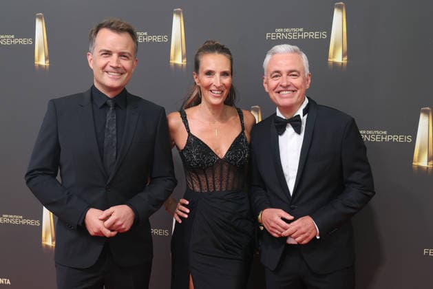 Christopher Wittich, Roberta Bieling, and Andreas von Thien arrive for the annual German Television Awards (Deutscher Fernsehpreis) at the Confex Center on September 9, 2026, in Cologne, Germany—the annual German Television Awards (Deutscher Fernsehpreis) in Cologne, Germany