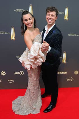 Renata Lusin and Valentin Lusin arrive for the annual German Television Awards (Deutscher Fernsehpreis) at the Confex Center on September 9, 2026, in Cologne, Germany—the annual German Television Awards (Deutscher Fernsehpreis) in Cologne, Germany