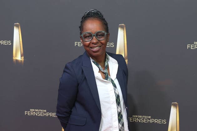 Shary Reeves arrives for the annual German Television Awards (Deutscher Fernsehpreis) at the Confex Center on September 9, 2026, in Cologne, Germany—the annual German Television Awards (Deutscher Fernsehpreis) in Cologne, Germany