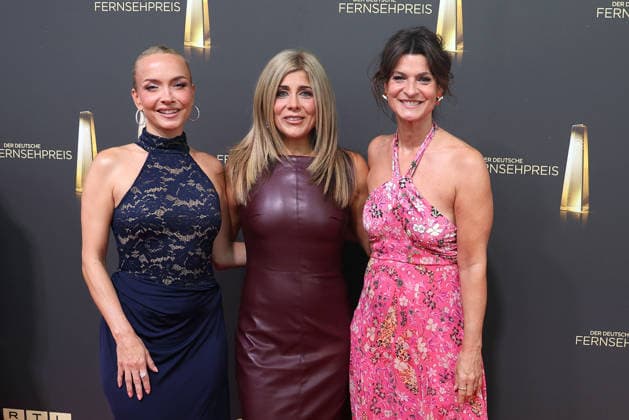 Janin Ullmann, Panagiota Petridou, and Marlene Lufen arrive for the annual German Television Awards (Deutscher Fernsehpreis) at the Confex Center on September 9, 2026, in Cologne, Germany; the annual German Television Awards (Deutscher Fernsehpreis) in Cologne, Germany