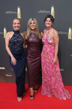 Janin Ullmann, Panagiota Petridou, and Marlene Lufen arrive for the annual German Television Awards (Deutscher Fernsehpreis) at the Confex Center on September 9, 2026, in Cologne, Germany; the annual German Television Awards (Deutscher Fernsehpreis) in Cologne, Germany