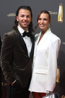 Ricardo Basile and Laura Wontorra arrive for the annual German Television Awards (Deutscher Fernsehpreis) at the Confex Center on September 9, 2026, in Cologne, Germany—the annual German Television Awards (Deutscher Fernsehpreis) in Cologne, Germany