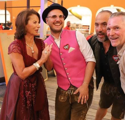 September 9, 2026 xhpx Frankfurt am Main, Opening of the 2026 Frankfurt Oktoberfest; Oktoberfest Ambassador Claudia Elisabeth Obert, entrepreneur and reality TV contestant, pictured here with Patrick and Dennis Hausmann as well as Kai Mann HP