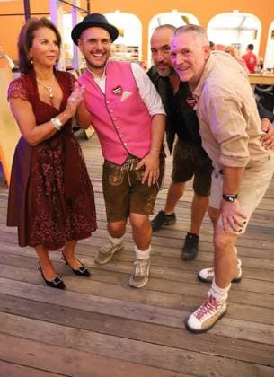September 9, 2026 xhpx Frankfurt am Main, Opening of the 2026 Frankfurt Oktoberfest; Oktoberfest Ambassador Claudia Elisabeth Obert, entrepreneur and reality TV contestant, pictured here with Patrick and Dennis Hausmann as well as Kai Mann HP