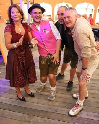September 9, 2026 xhpx Frankfurt am Main, Opening of the 2026 Frankfurt Oktoberfest; Oktoberfest Ambassador Claudia Elisabeth Obert, entrepreneur and reality TV contestant, pictured here with Patrick and Dennis Hausmann as well as Kai Mann HP