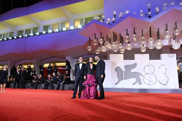 September 9, 2026, Venice, Rome, Italy: Edoardo De Angelis, Vanessa Scalera, and Lino Musella on the red carpet for The Fire That You Carry Inside, at the 83rd Venice Film Festival. Venice, September 9, 2026 Venice Italy  - ZUMAa289 20260909_zia_a289_524 Copyright: xMariaxLauraxAntonellix xAgfx