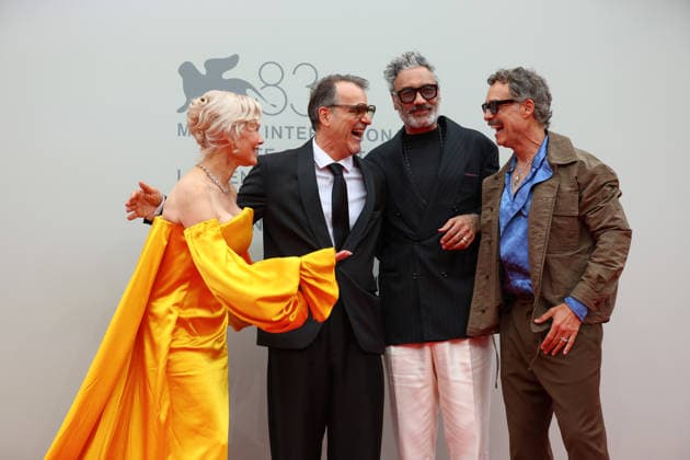 September 9, 2026, Venice Lido, Veneto, Italy: Pamela Anderson, Korno l Mundruczo, Taika Waititi and Murray Bartlett during the Place to Be red carpet at the 83rd Venice Film Festival at Sala Grande in Venice Lido, Italy. Venice Lido Italy  - ZUMAc179 20260909_zep_c179_150 Copyright: xMickaelxChavetx