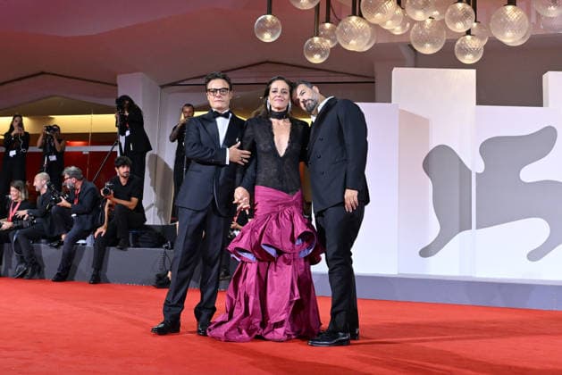 September 9, 2026, Venice, Rome, Italy: Edoardo De Angelis, Vanessa Scalera, and Lino Musella on the red carpet for The Fire That You Carry Inside, at the 83rd Venice Film Festival. Venice, September 9, 2026 Venice Italy  - ZUMAa289 20260909_zia_a289_555 Copyright: xMariaxLauraxAntonellix xAgfx