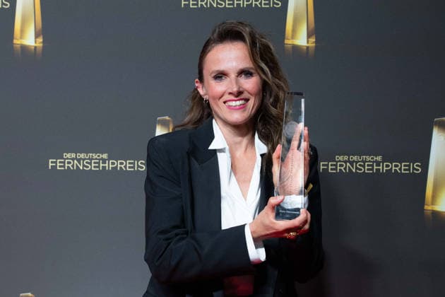 Actress Karin HANCZEWSKI receives the German Television Award for Best Actress. German Television Award Ceremony, The 2026 German Television Award, German Television Award 2026 at Confex Cologne, on September 9, 2025