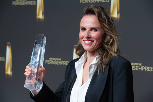 Actress Karin HANCZEWSKI receives the German Television Award for Best Actress. German Television Award Ceremony, The 2026 German Television Award, German Television Award 2026 at Confex Cologne, on September 9, 2025