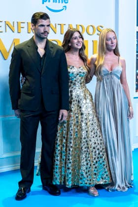 Ester Expósito, Hugo Diego García and Mercedes Ron, pose at today s premiere Enfrentados Marfil. September 09, 2026. (20260909204)