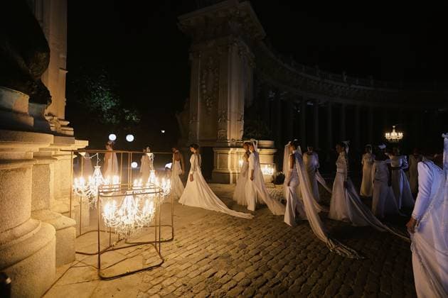 September 9, 2026: September 9, 2026 (Madrid) Parade on the occasion of the World Fashion Week in Madrid by the designer Silvia Fernandez in the vicinity of the Monument of Alfonso XII in the heart of the Retiro Garden of the capital of Spain. - ZUMAc161 20260909_zap_c161_016 Copyright: xLorenzoxCarnerox