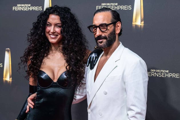Rebecca MIR and Massimo SINATO, Red Carpet, Red Carpet Show, Arrival, German Television Awards Ceremony, The 2026 German Television Awards, 2026 German Television Awards at Confex Koeln, on September 9, 2025