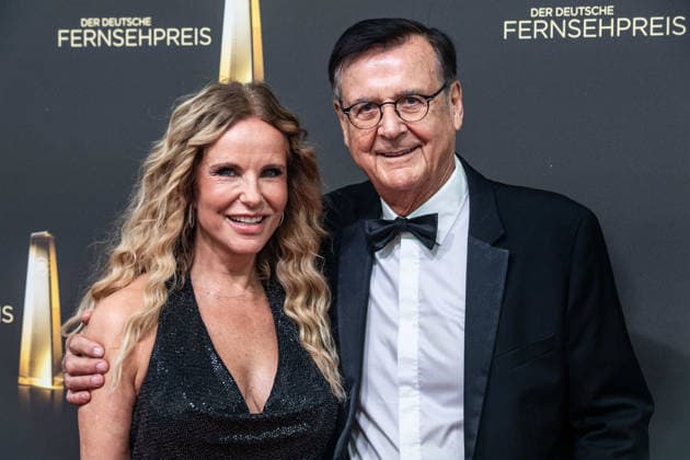 Katja BURKARD, host, and Hans MAHR, red carpet, Red Carpet Show, arrival, German Television Awards ceremony, The 2026 German Television Award, German Television Award 2026 at Confex Koeln, on September 9, 2025