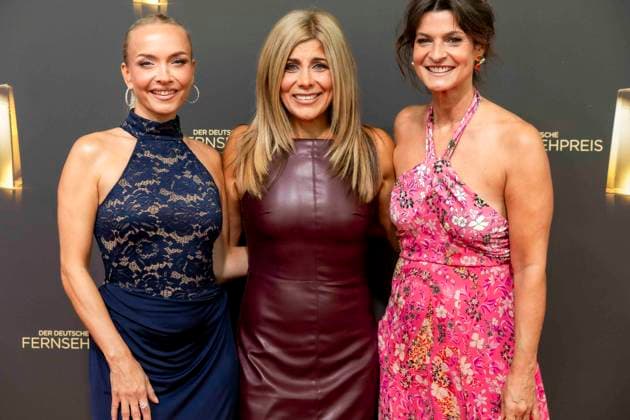 ABB TELEVISION AWARD Janin Ullmann, actress, Panagiota Petridou, host, Marlene Lufen as guests on the red carpet at the gala for the 2026 German Television Award at the Confex Center on September 9, 2026, in Cologne, North Rhine-Westphalia, Germany