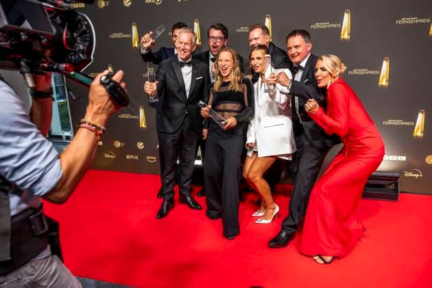ABB TELEVISION AWARD Johannes B. Kerner and Laura Wontorra, winners of the Television Award, appear on the red carpet at the gala ceremony for the 2026 German Television Award at the Confex Center on September 9, 2026, in Cologne, North Rhine-Westphalia, Germany